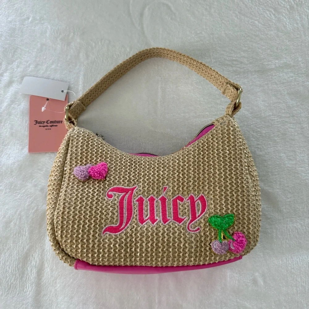 Juicy Couture Tan straw mini hand bag / kids purse